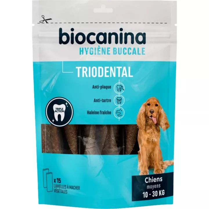 Biocanina Triodental Limpeza dos dentes 15 tiras vegetais para cães