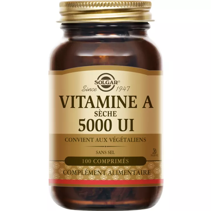 Solgar Vitamina A Seca 5000 UI 100 comprimidos