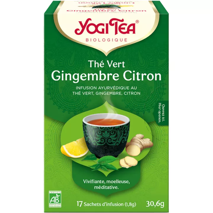 Infusión ayurvédica de té verde con jengibre y limón Yogi Tea 17 bolsitas