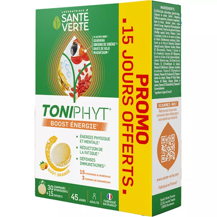 Santé Verte Toniphyt Boost Energy Effervescent Tablets 