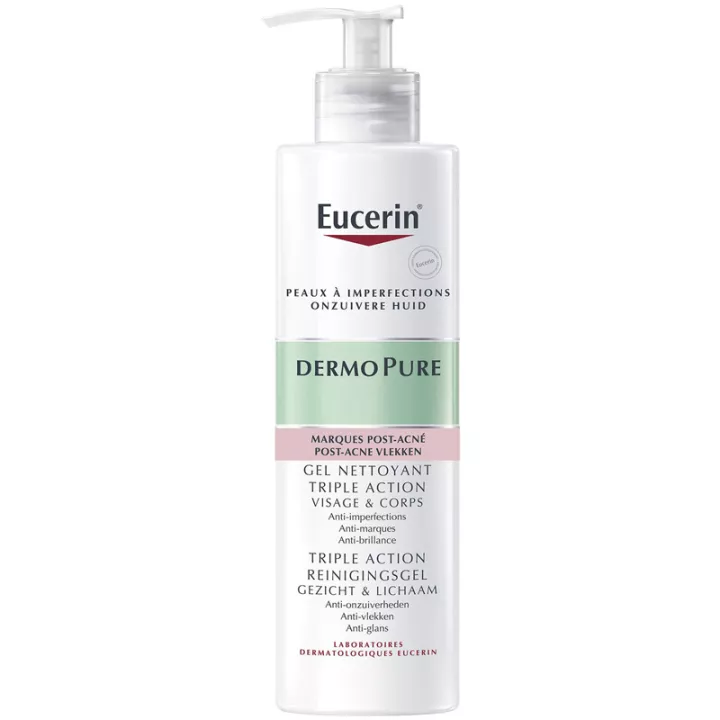 Eucerin Dermopure Gel detergente a tripla azione per le marche post-acneiche di viso e corpo 400ml