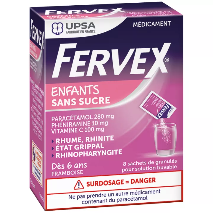 Fervex Children Sugar Free Raspberry Flu 8 sachets