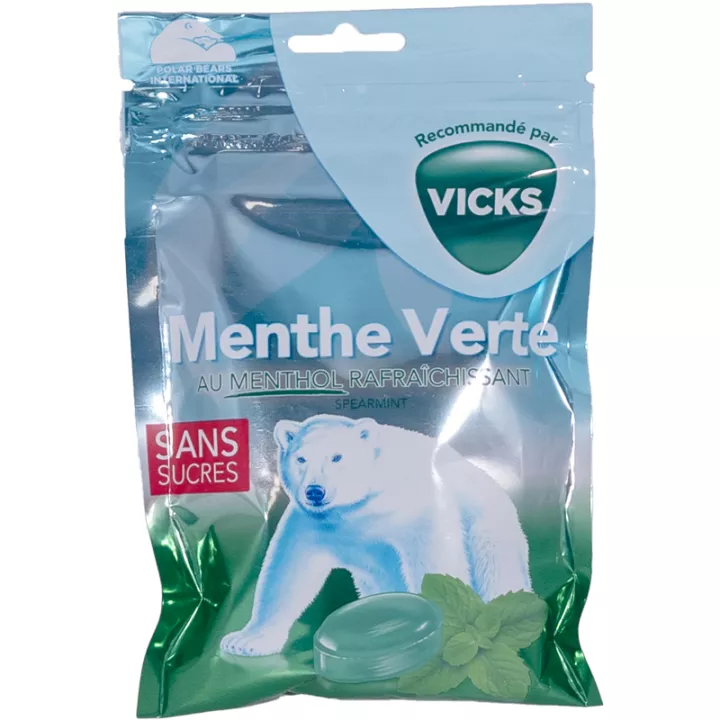 Vicks Bonbons Ментол Зеленая мята без сахара 72 г