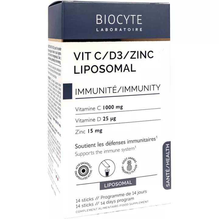 Biocyte Health Vit C D3 Zink Liposomaal Immuniteit 14 sticks