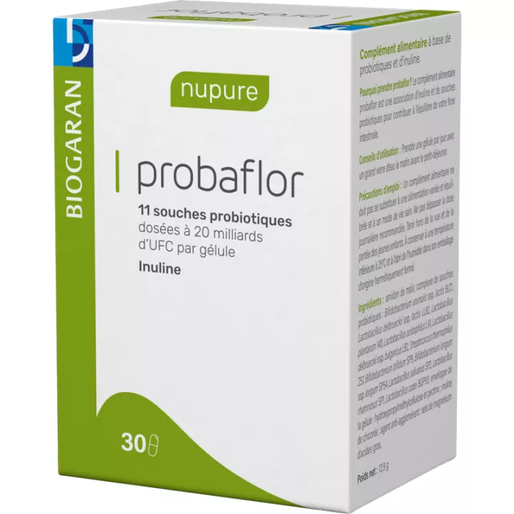 Probaflor 30 cápsulas Biogaran Probiótico e prebiótico para o intestino