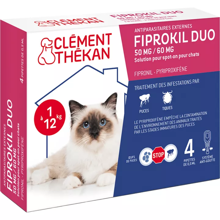 Fiprokil Duo Cat 4 pipette per pulci