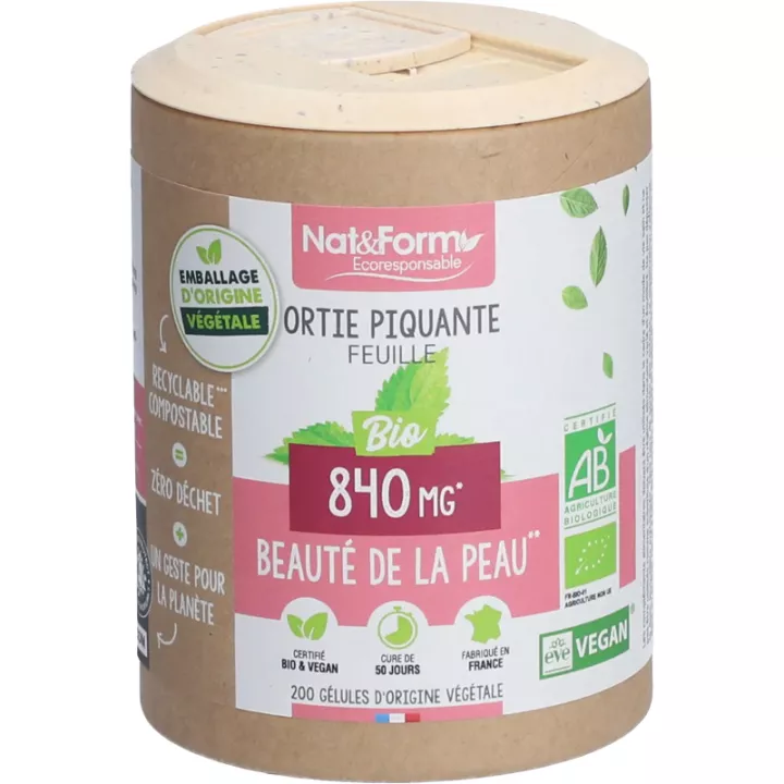 Nat & Form Organic Stinging Nettle Leaf 200 cápsulas vegetais Eco 