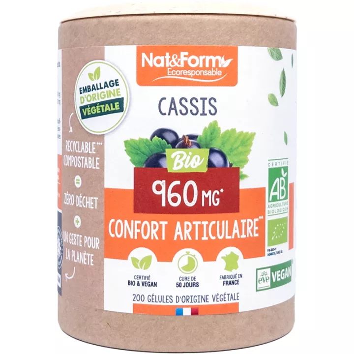 Nat & Form Blackcurrant Organic Joint Comfort 200 cápsulas vegetais