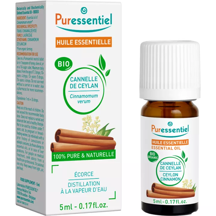 PURESSENTIEL Aceite Esencial Orgánico Canela Ceilán 5ml