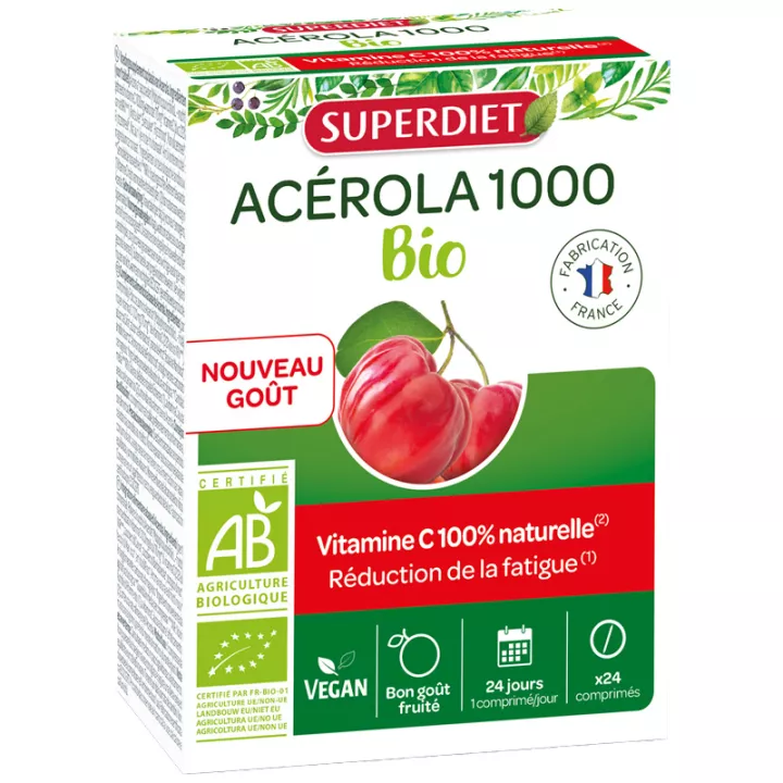 Superdiet Acerola 1000 органических жевательных таблеток