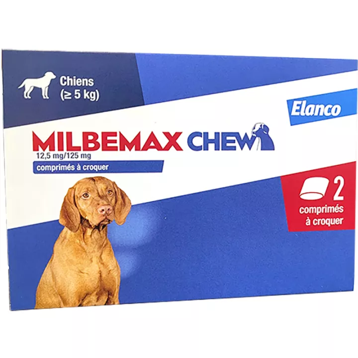 MilbemaxTab Chew Vermifuge Chien +5 kg 2 comprimés