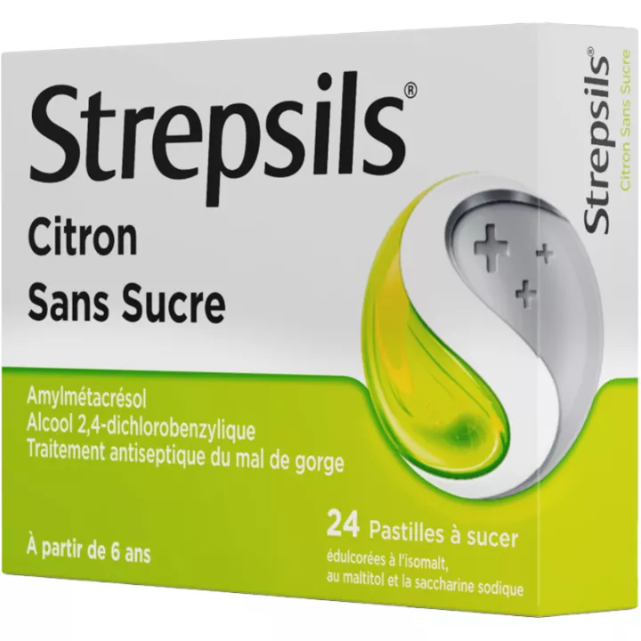 Strepsils Dolor de Garganta Limón Sin Azúcar 24 pastillas para chupar