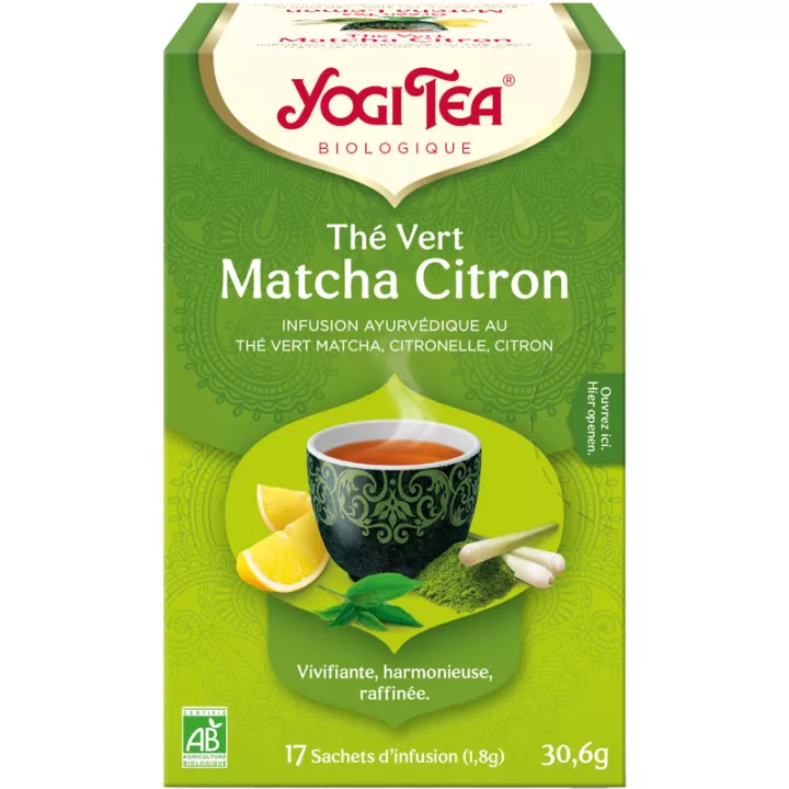 Chá Verde Yogi Tea Matcha Limão Infusão Ayurvédica 17 saquetas de chá