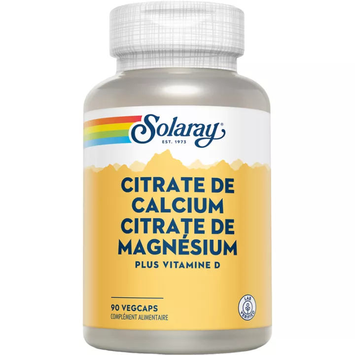 Solaray Citrato de cálcio e magnésio e vitamina D 90 cápsulas