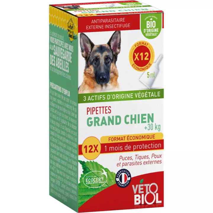 Vetobiol Biologische Ongediertebestrijdings Pipetten Grote Honden +30 kg