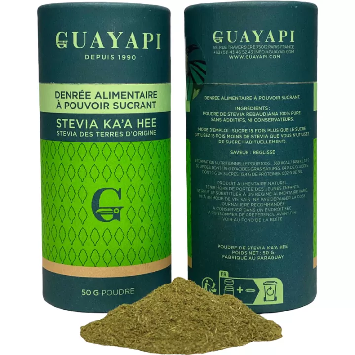 Guayapi Stévia verte Feuilles séchées poudre 50g