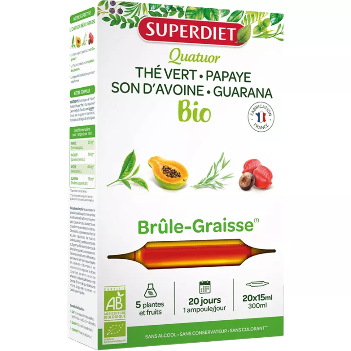 Superdiet Quatuor Brûle Graisse Bio 20 ampoules