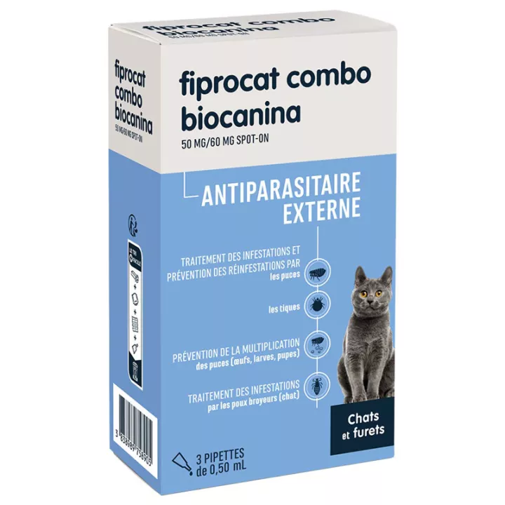 Biocanina Fiprocat Combo Chat Furet Boite de 3 Pipettes 