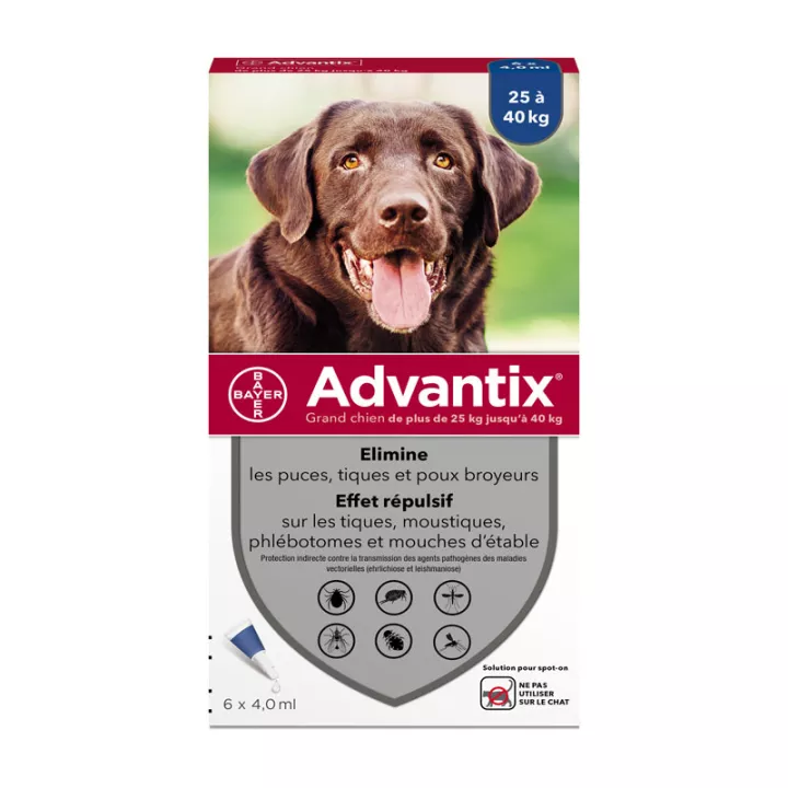 Пипетки Advantix для крупных собак весом более 25 кг