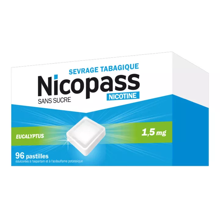 Nicopass 1.5mg nicotine 96 TABLETS WITHOUT SUGAR EUCALYPTUS