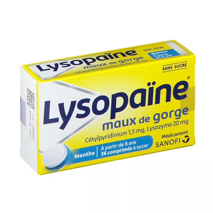 LYSOPAINE 36 pastillas sin dolor de garganta azúcar