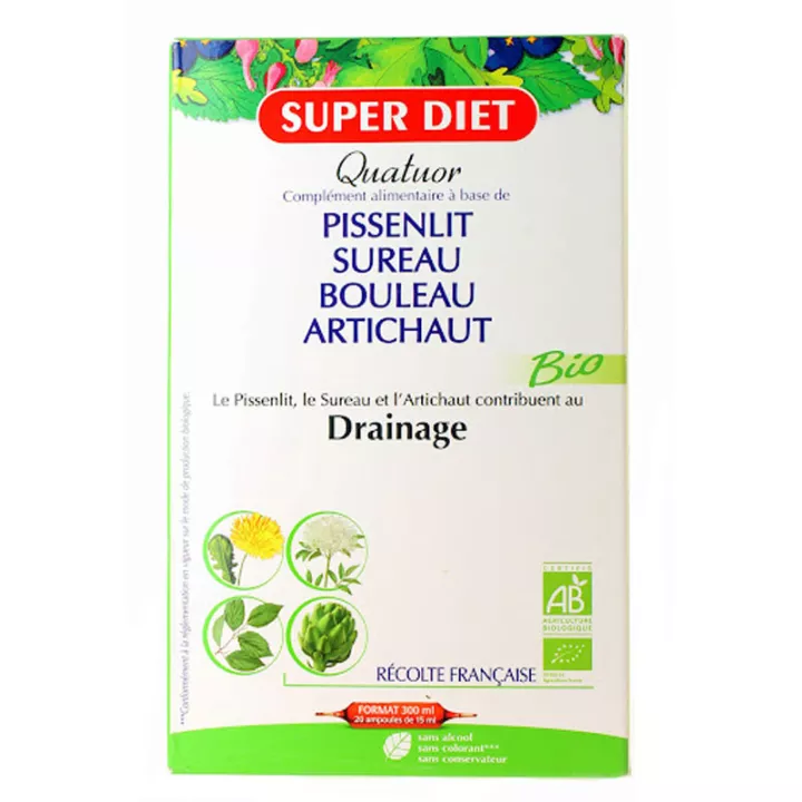 Superdiet Dandelion Quartet Biologische Drainage 20 flacons