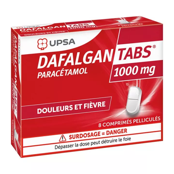 DafalganTabs 1G Paracétamol 8 Comprimés douleurs et fièvres