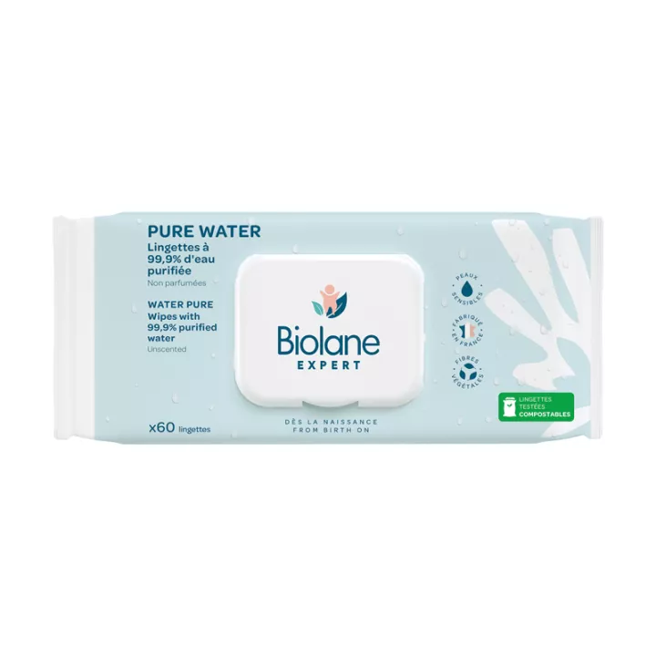 Салфетки Biolane Expert Pro Pure Water Wipes 3 упаковки по 60 шт.