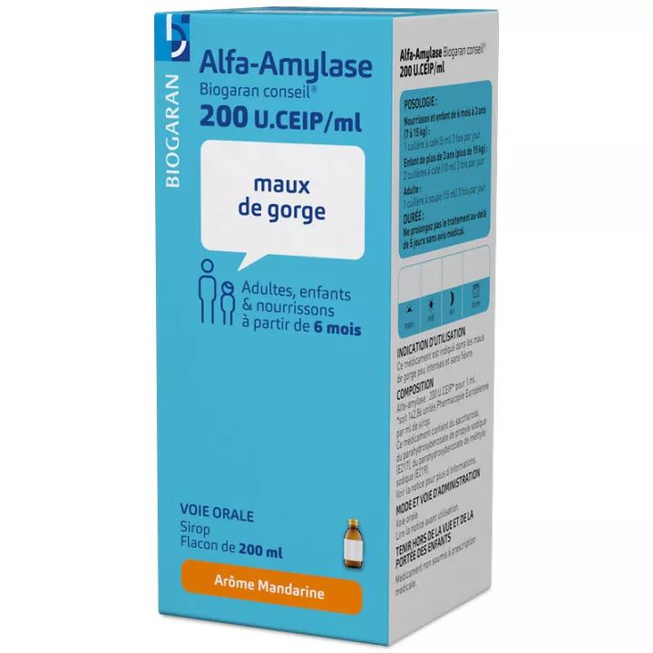 ALFA-AMYLASE BIOGARAN COUNCIL U.CEIP 200 / ml SYRUP 200 ml