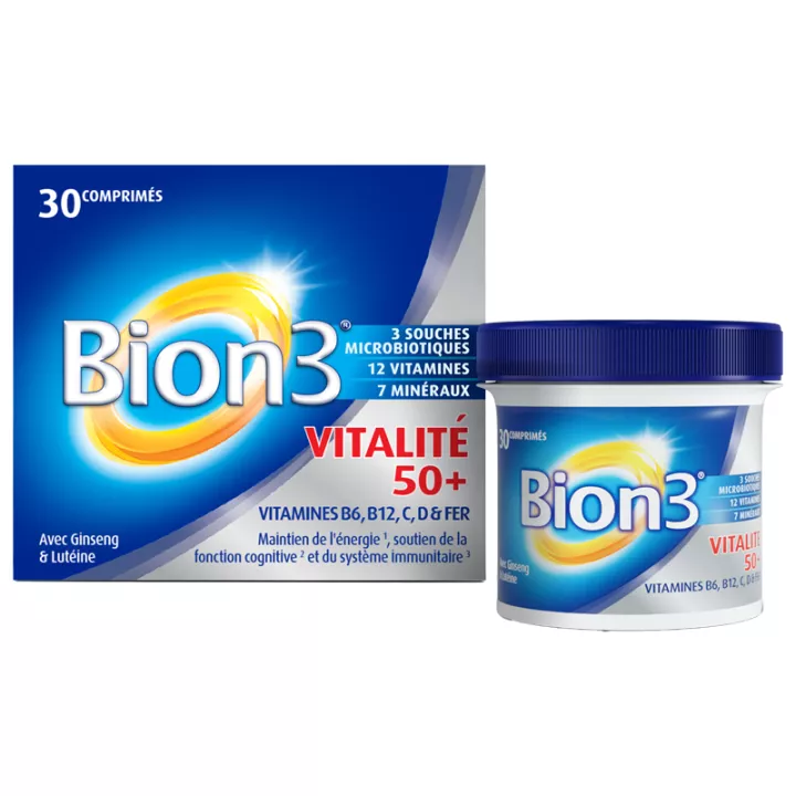 Bion 3 Vitalité 50+ Vitamines B6, B12, C, D & Fer 30 comprimés