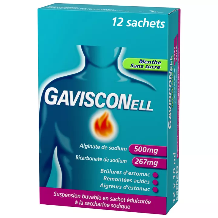 Gavisconell Menthe Sans Sucre 12 sachets de 10 ml