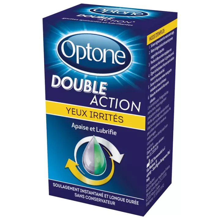 Optone Double Action Yeux Irrités Apaise et Lubrifie 10 ml