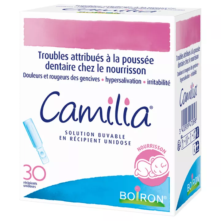 Camilia Boiron pour soulager bébé lors des poussées dentaires