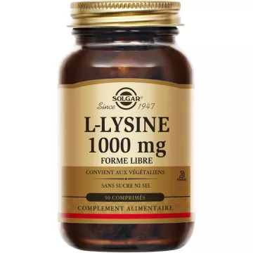 Solgar L-Lysine 1000 mg Forme Libre 50 comprimés