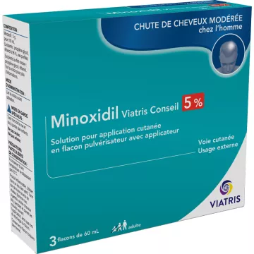 Viatris Ge minoxidil 5% solución favorece el crecimiento del cabello 3x60 ml