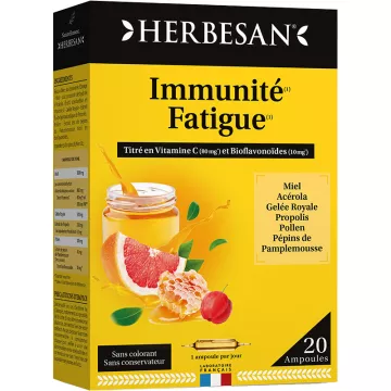 Herbesan Immunity & Fatigue Honey Royal Jelly Acerola Pollen Grapefruit Propolis 20 phials