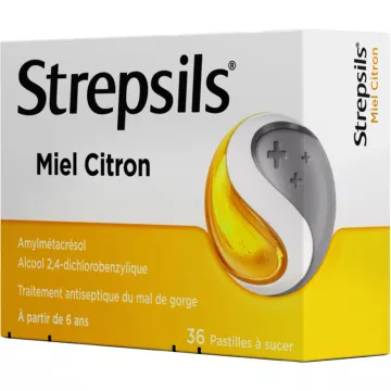 Strepsils Dolor de Garganta Miel Limón 36 pastillas para chupar