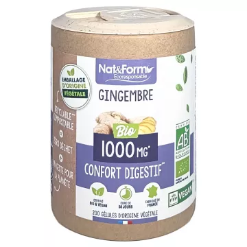 Nat & Form Gengibre Orgânico 200 Cápsulas Eco Vegetais