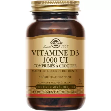 Solgar Vitamine D3 1000 UI 100 comprimes à croquer