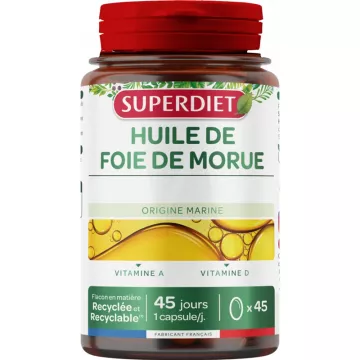 Superdiet Aceite de Hígado de Bacalao Ecológico 45 Cápsulas