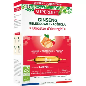 Superdiet Ginseng Royal Jelly Acerola Organic Tonus & Energy phials