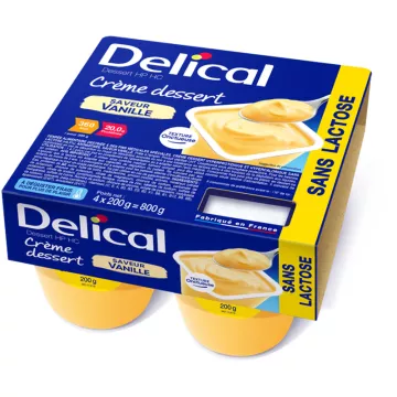 Delical Crème Dessert HP HC Sans Lactose 4x200g