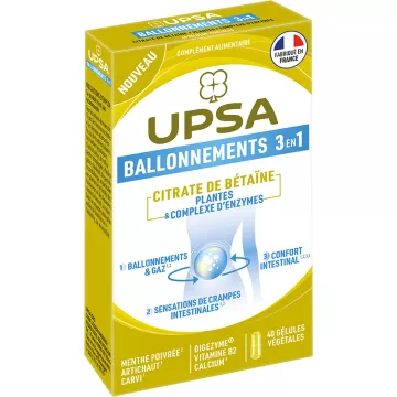 UPSA 3 in 1 opgeblazen gevoel 40 capsules