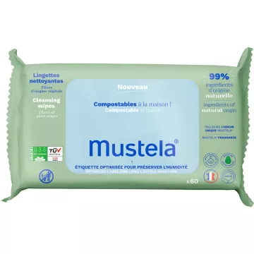 Mustela Bébé-Enfant Salviette detergenti in fibra vegetale composta x60