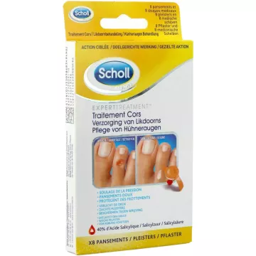 SCHOLL 8 Coricidal dressing for corns on feet