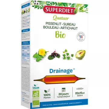 Superdiet Quatuor Drainage Biologisch 20 flesjes