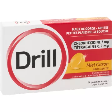 Drill Pastillas para el dolor de garganta sin azúcar