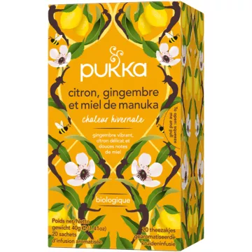 Pukka BIo Kräutertee Zitrone Ingwer & Manuka Honig 20 Beutel