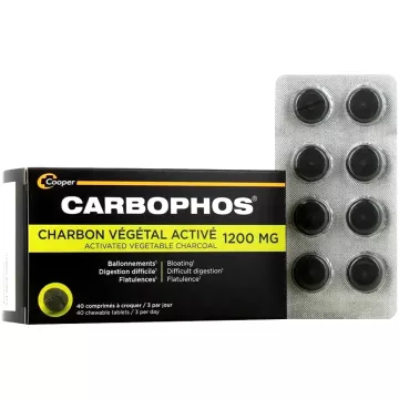 Carbophos Aktivierte Pflanzenkohle 1200 mg 40 Tabletten