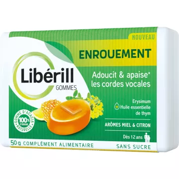 Libérill Gommes Enrouement Adoucit & Apaise les Cordes Vocales 50 g 